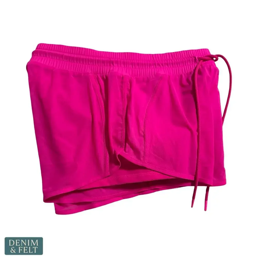 ALO Ambience Neon Pink Mesh Running Shorts Large Lined Drawstring Active‎ Gym
